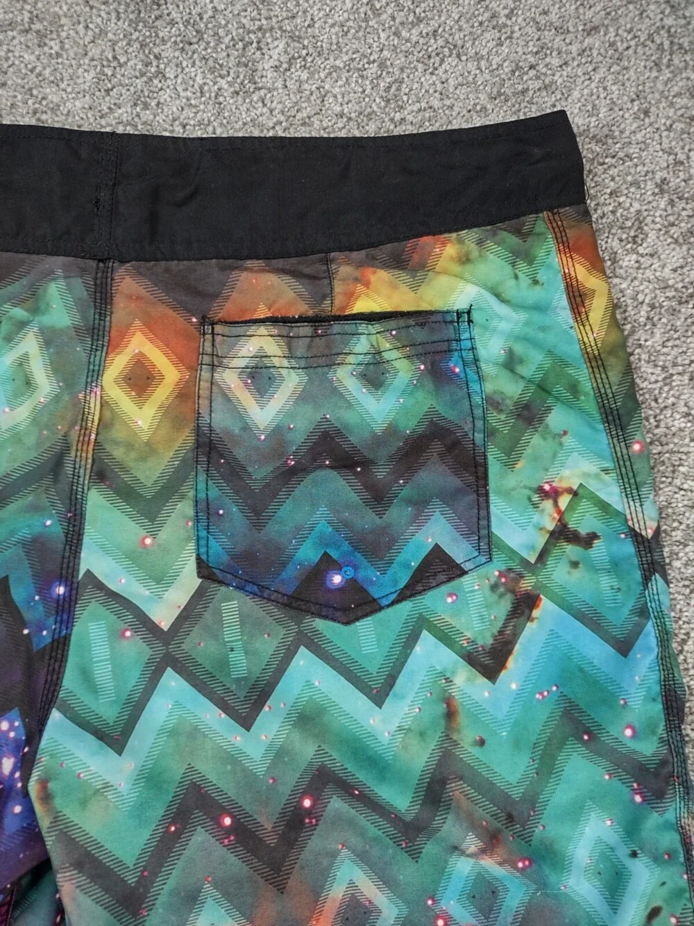Beautiful Giant Boardshorts Men 38 Galaxy Diamond Tie Dye Hybrid Swim Trunks